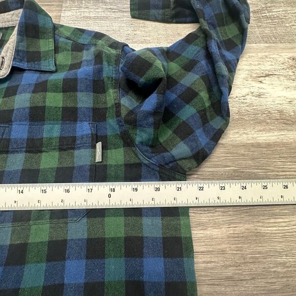 Eddie Bauer Flannel Shirt Black Green Mens L Gingham Check Button Up Autumn - Picture 7 of 10